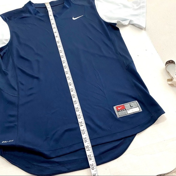 Blue White Nike Dri-Fit Team Athletic Jersey Shirt Large V-Neck Sport Jersey - Picture 13 of 14